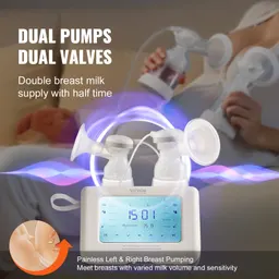 مضخة ثدي من VEVOR، مضخات ثدي كهربائية قابلة للتعديل مفردة ومزدوجة، 4 أوضاع لمضخات مكبس ترددية، مضخة ثدي بدون تدفق عكسي بسعة 4000 مللي أمبير مع شفط عالي بقوة 300 ملم زئبق،