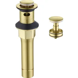 Bathroom sink drain, vanity sink drain with strainer basket, brushed gold