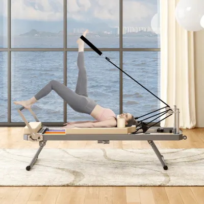 Máquina de Pilates Reformer para treino de ginásio em casa, equipamento de Pilates dobrável com molas de liga de alta resistência para iniciantes, até 330 libras