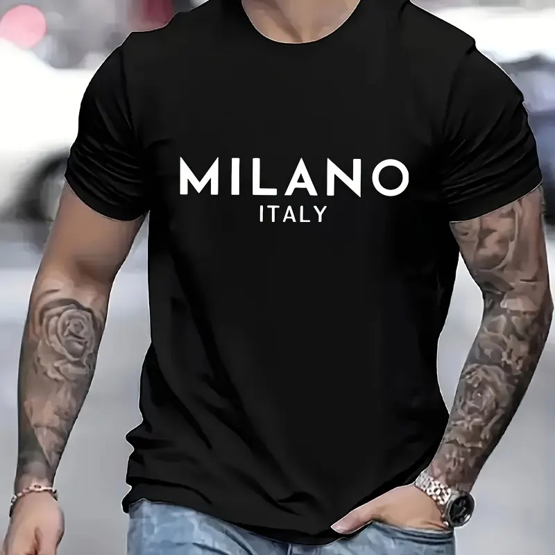 Milan Italy Letter Hot Stamping T-shirt