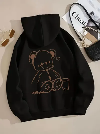 Moletom com capuz moderno e estiloso de manga comprida