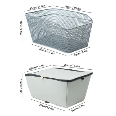 Cesto Traseiro para Bicicleta Grande, Cesto de Arame Metálico para Bicicleta com Capa Impermeável e Resistente à Chuva