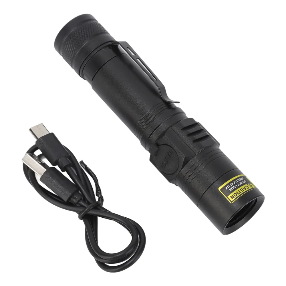 Lanterna de luz preta UV LED, 365nm, recarregável, económica, lanterna UV portátil para detetar escorpiões