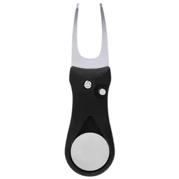 Herramienta de Horquilla de Reparación de Divots de Golf de Acero Inoxidable 304 con Mango de Plástico ABS, Resorte, para Entrenamiento y Práctica (Negro)