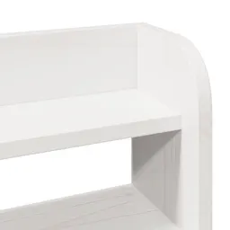 Estrutura de Cama de Pinho Maciça VidaXL com Prateleiras, 140x190 cm, Branca, Sem Colchão