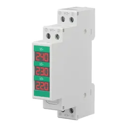 فولتمتر رقمي تيار متردد ثلاثي الطور تركيب على سكة DIN شاشة LCD 60-450V