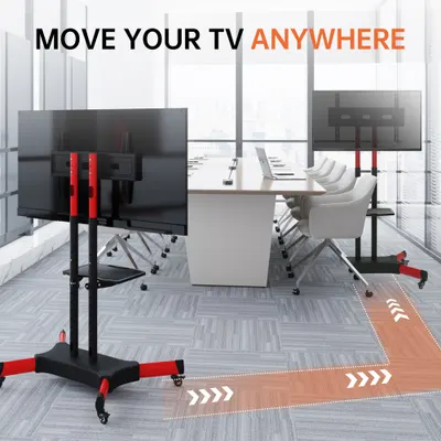 FANCO Universal Swivel TV-ställning för 32-80-tums TV, höjdjusterbar TV-ställning för bordsskiva med lutningsfunktion, max VESA 600x400mm