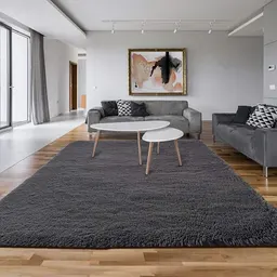 Tapete de área grande luxuoso e fofo, tapetes de fleece antiderrapantes para quarto, sala, quarto das crianças, felpa macia e peluda, tapete de piso de 5x7 pés, cinzento, lavável