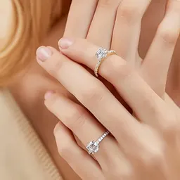 Anillo de Compromiso Solitario de Circonita Cúbica Redonda de 1.25 Quilates, Anillo de Promesa Halo