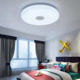 مصباح سقفي LED RGB، مكبر صوت بلوتوث، ضوء موسيقى، قابل للتعتيم مع جهاز تحكم عن بعد