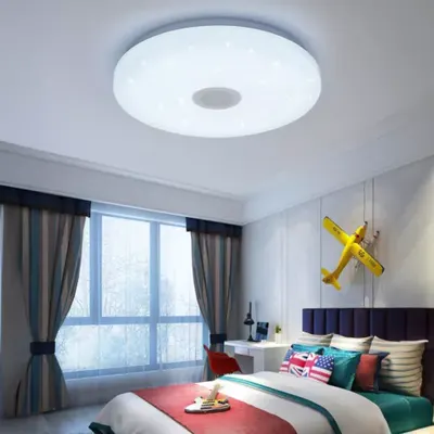 Luz de teto LED RGB com altifalante Bluetooth, luz musical regulável com comando à distância