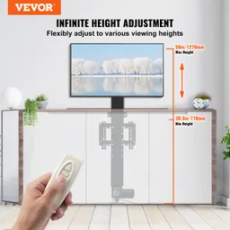 VEVOR Motoriserad TV-lyft, slaglängd 20 tum, motoriserad TV-fäste passar för 28-32-tums TV, lyft med fjärrkontroll, höjdjusterbar 30,4-50 tum, lastkapacitet 132 lbs