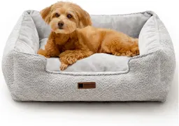 Средняя лежанка для собак MEWOOFUN - 31,5x23,6x9,5 дюйма, моющаяся прямоугольная лежанка для домашних животных с функциями подогрева и успокоения, противоскользящее дно для щенков
