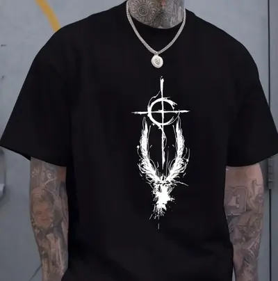 Camiseta de verão masculina de moda, gola redonda, manga curta