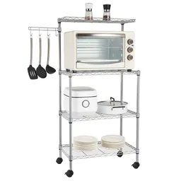 Prateleira para Forno de Micro-ondas com Revestimento em Pó de 4 Camadas e Gancho Ondulado Giratório