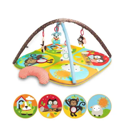 Tapete de Brincar para Bebé Keeygo, Tema de Zoológico, Brinquedos Sensoriais para Bebés, Mantém o Bebé Ocupado, Ginásio de Atividades para Crianças Pequenas, Desenvolve a Força do Pescoço, Ginásio de Brincar para Bebés de 0 a 6 Meses, Tapetes de Brincar Laváveis