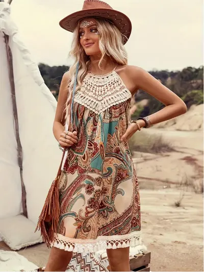 Vestido Elegante Feminino com Estampado Paisley