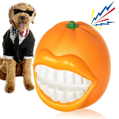 Brinquedos para Cães PROKEl, Brinquedo de Mordida com Squeak, Bola Resistente para Cães de Porte Médio, Grande e Extra Agresivos, Brinquedo Squeaky Indestrutível e Duradouro para Treino, Busca, Cor Laranja, Brinquedo Indestrutível para Cães