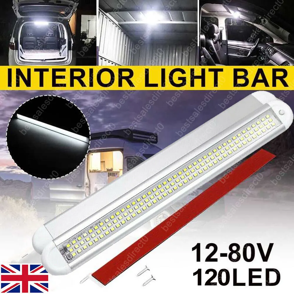 Barra de Luzes LED Interiores para Carro de 12V, 120 LEDs, para Carro, Carrinha, Caravana, Barco, Casa, Autocarro, Reino Unido