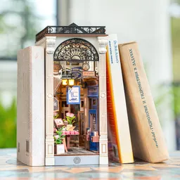 ROBOTIME DIY boknooksats – Arcade dejtingscen med dammskydd, 3D-traminatyrdockhuspussel, kreativ bokhylledekoration, unik gåva för vuxna