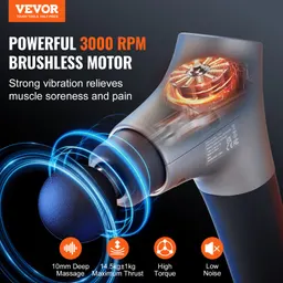 مسدس تدليك VEVOR للأنسجة العميقة، مدلك عضلات إيقاعي للرياضيين - مع 6 سرعات و4 رؤوس تدليك، بطاريات 12V 2500mAh، مسدس تدليك كهربائي محمول لتخفيف الألم واسترخاء العضلات