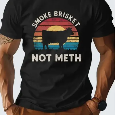 Herr-T-shirt med mönstertryck, avslappnad, kort ärm