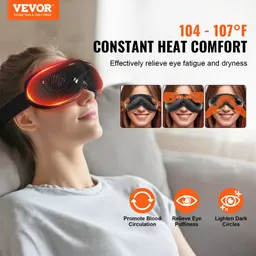 VEVOR Uppvärmd ögonmassag, Ögonvårdsanordning, 5 lägen, Bluetooth-musik, fällbar