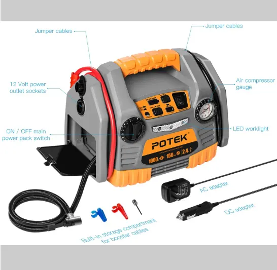 POTEK bilstartare med 150 PSI luftkompressor