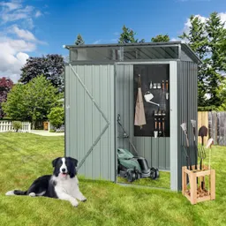 TC53G 5ft x 3ft utomhus metallförrådsskjul, transparent plåt, grå