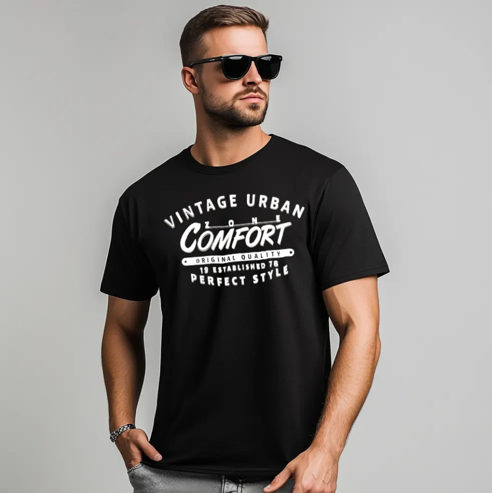 Mäns Tryckt T-shirt