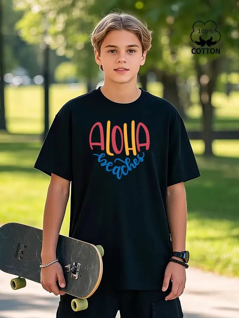 T-shirt de Manga Curta Estampada para Homens