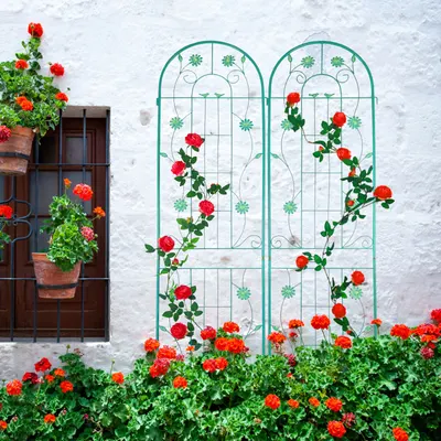 Pack de 2 Treliços de Jardim em Metal 86,7x19,7 Antiferrugem para Plantas Trepadeiras Exterior