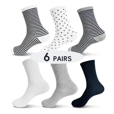 6 pares de meias cilíndricas casuais para senhoras, meias de vestir