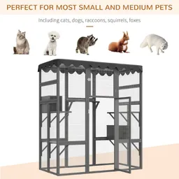 Recinto de habitat para gatos selvagens de madeira