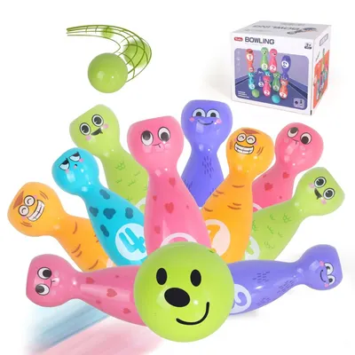 Jogo de bolas de bowling para crianças, brinquedo para jogar em interior e exterior, conjunto para festas, presente de Natal