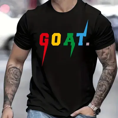 Grafisk T-shirt för män, sommar utomhuskläder för män, herrtoppar