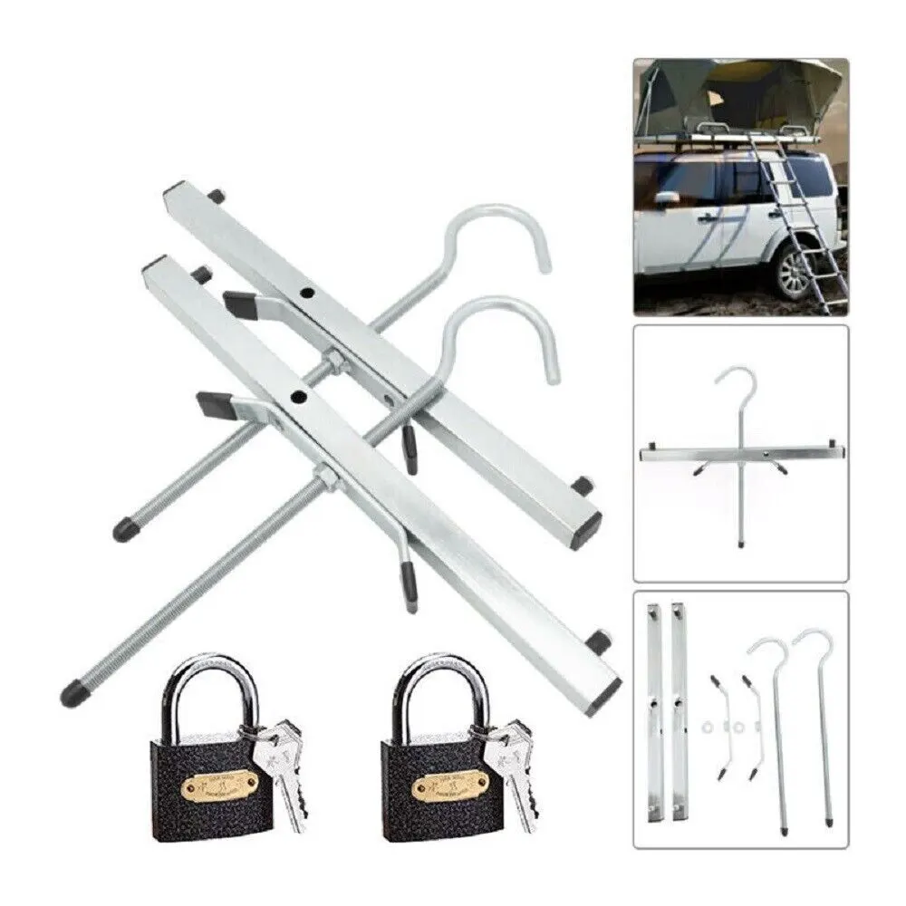 Suporte universal resistente para telhado de escada, braços de fixação, com fecho e 2 fechos gratuitos