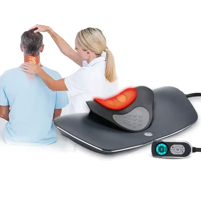 Massageador cervical elétrico com terapia de calor, máquina de tração, almofada para massagem no pescoço e ombros