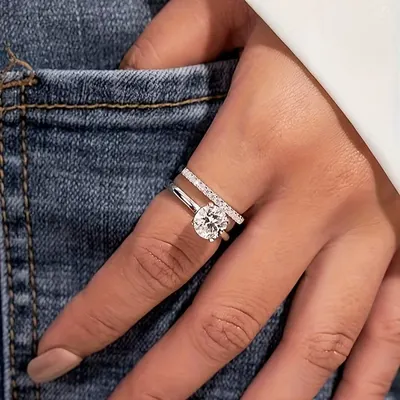 Anel de noivado solitário de moissanite, 1CT cor D, clareza VVS1, revestido a ouro branco 18K, presente ideal para mulheres