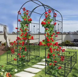 プランタースタンド付きメタルガーデンアーチ 79.5W x 86.6H つる性植物 バラサポート