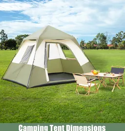 6-personers Armégön Beige Campingtält Polyesterduk Automatisk Järnstång