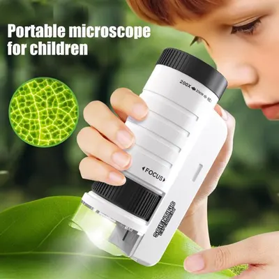 Brinquedo Educativo de Experiência Científica Biológica, Microscópio para Crianças - Modelo 5804A Preto