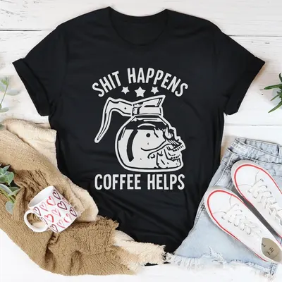 Essencial para Amantes de Café: T-shirt 100% Algodão com a Frase  Coffee Helps