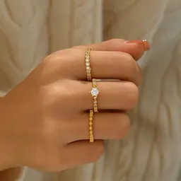 Set de Anillos Dorados Brillantes de 14K