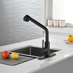 Torneira de cozinha em aço inoxidável preto mate, de um só comando e com pulverização retrátil