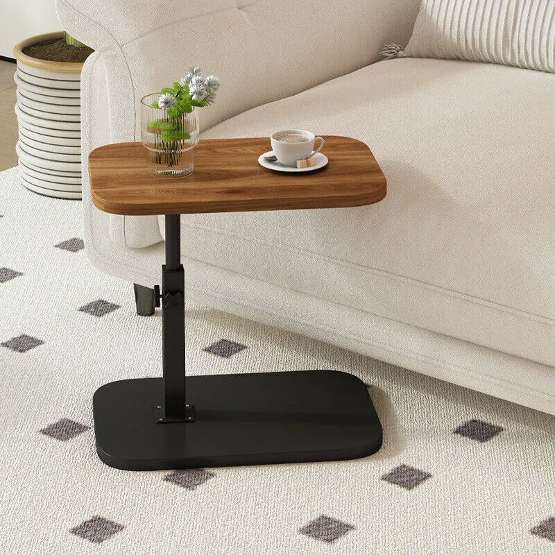 Mesa lateral ajustável em forma de C para sofá, mesa de café, mesa de portátil para sala de estar e quarto