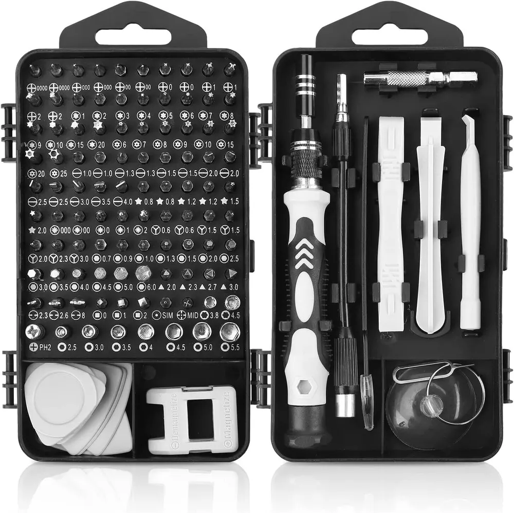 Conjunto de Chaves de Fenda Magnéticas de Precisão 117 em 1, Kit de Ferramentas para Reparação de Telemóveis, Computadores e Eletrónica