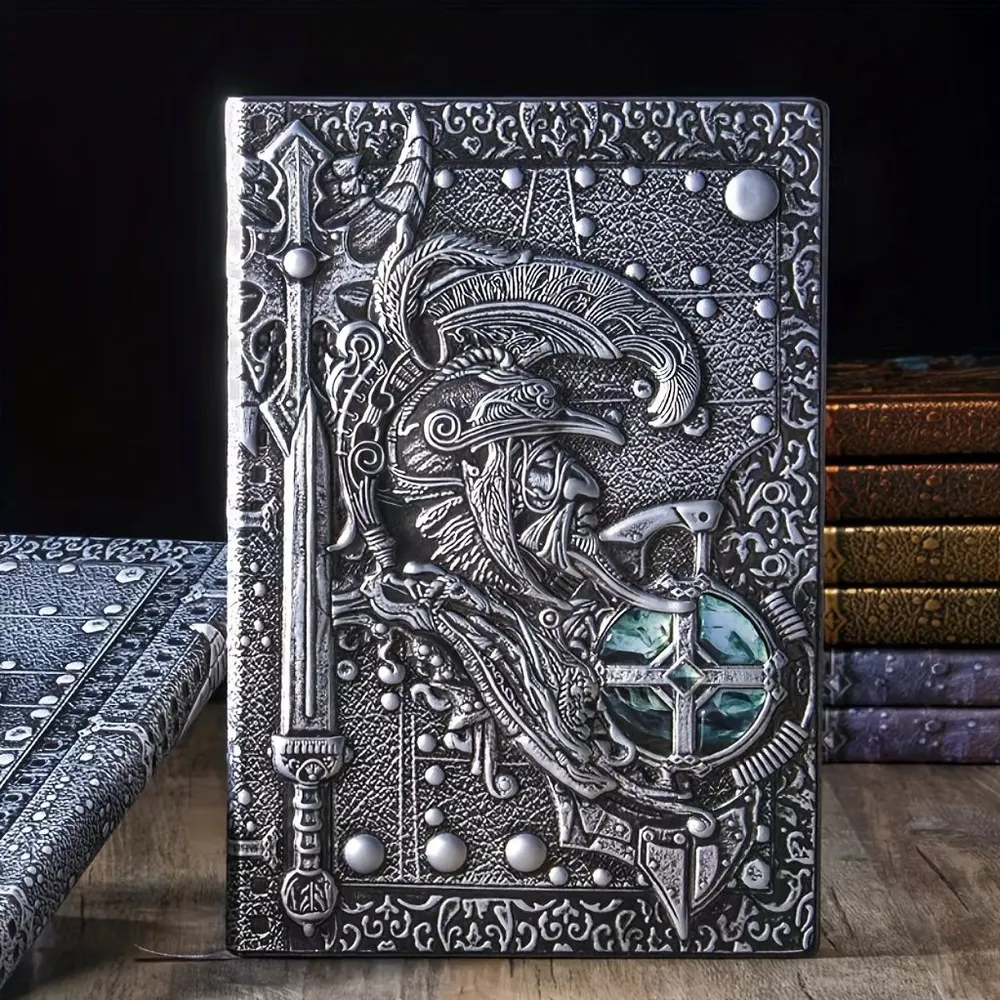 Caderno A5 criativo retrato com relevo 3D de guerreiro