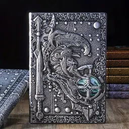 Caderno A5 criativo retrato com relevo 3D de guerreiro