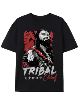 T-shirt de gola redonda, manga curta, com impressão digital de chefe tribal romano, alta qualidade